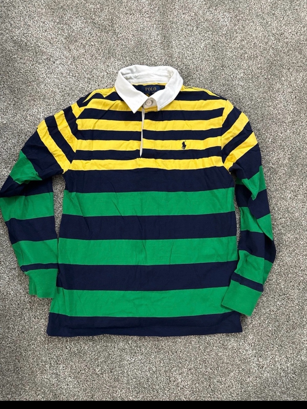 Polo by Ralph Lauren Yellow and Navy Striped Rugby Polo